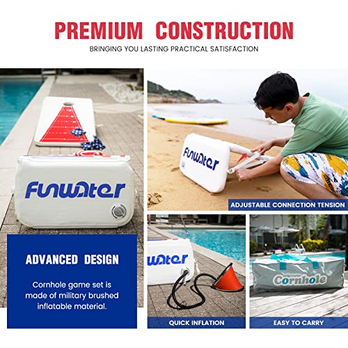 Funwater 4'X2' Cornhole Set Pool Lounge Pong Inflatable With Social Floating Portable Multiple Gameplay #TOP2