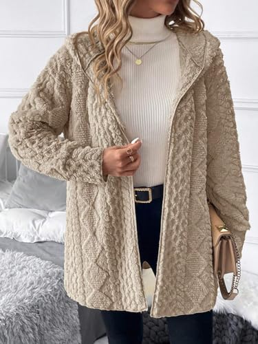 Chic Camel Womens Hooded Fleece Jacket - Perfect for Fall and Winter Vibes! - Image 4
