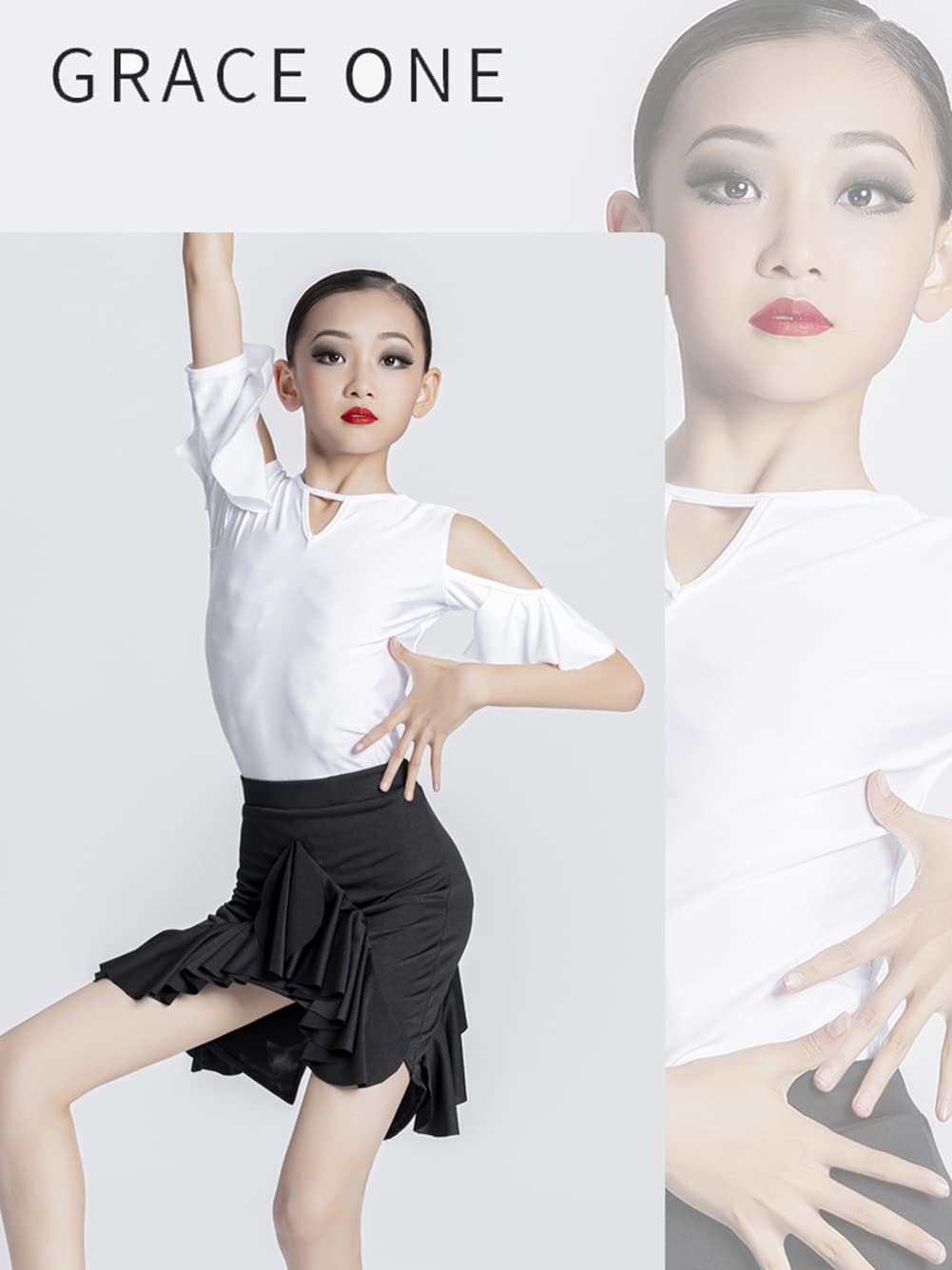 Dziewczyna z rozcięciem sukienka do tańca latynoskiego dziecięca praktyka ubrania ubrania tańca Rumba Samba balet Tango motyle rękawy Performancecostume