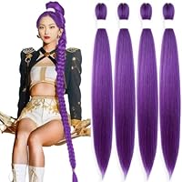 KAVSORAPI Purple Braiding Hair 36 Inch Pre Stretched Hair Long Straight Crochet Braids Yaki Texture Synthetic Fiber 4 Packs (Dark Purple)
