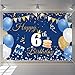 6th Birthday Decorations for Boys Girls Happy 6th Birthday Backdrop Banner Happy 6 Years Old Fabric Sign Poster, Blue Photography Background Sixth Birthday Party Supplies, 59
