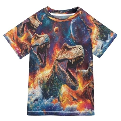 Kids Swimsuit Dinosaur Galaxy T-rex Space Sunscreen T-Shirts Swimwear Sets UPF 50+