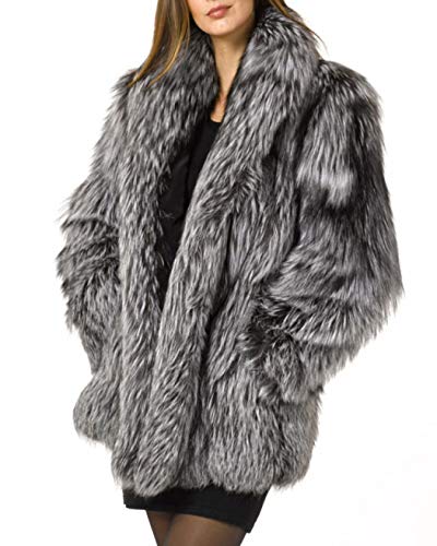 Tngan Womens Fuax Fur Coat Winter Warm Fluffy Faux Fur Parka Jacket Thick Plus Size Outerwear Overcoat (Silver Grey, Large) #TOP1