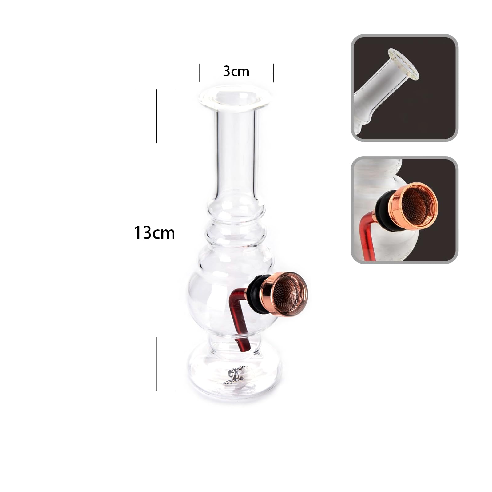 HIBRON Mini Bong de Vidrio, Pipa de Agua, Mini Cachimba, Bong de Cristal Compacto y Sofisticado para una Experiencia de Fumar Incomparable (Pequeño, 6)