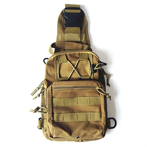 Contever® Bolsa de Hombro - Deporte Paquete de Pecho Bolso de Manera Pecho Moda para Viajes Senderismo Ciclismo Diaria Camuflaje (Caqui)