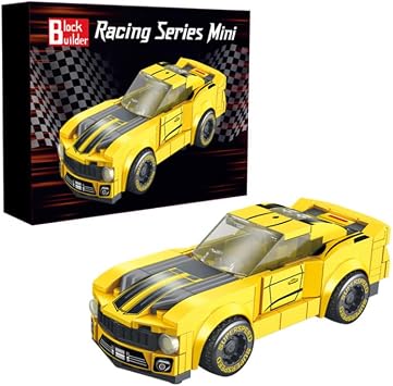 Block Builder Racing Car Building Block Set. Racing Car Building Blocks for Kids and Adults Yellow