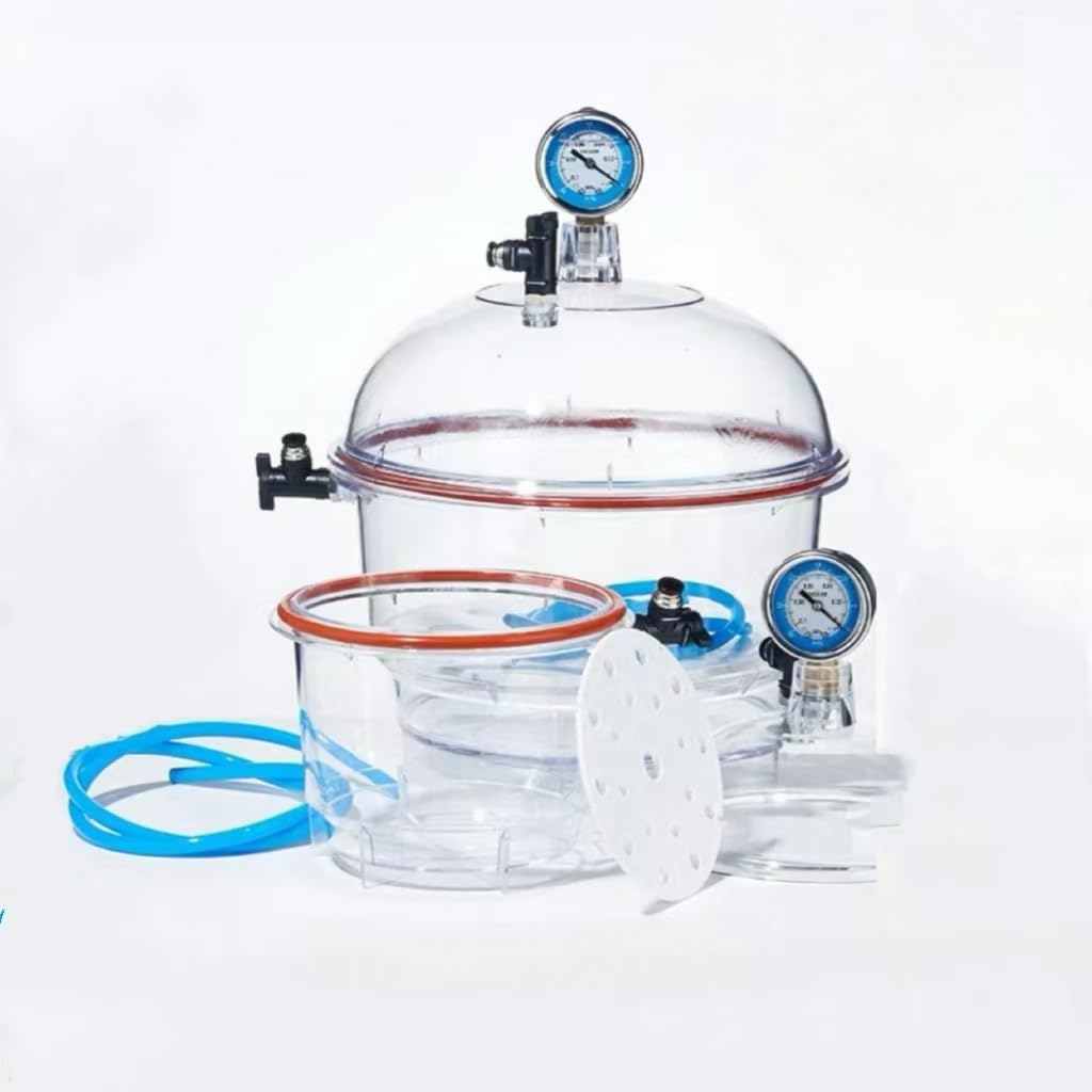 150mm Transparent Vacuum Drying Jar — Laboratory Plastic Storage Jar (with Ball Valve and Pressure Gauge)(150mm)