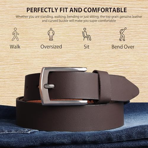 Image of HAYES LONDON Belts for Men Leather Original, Formal & Casual Leather Belt with Solid Metal Curved Buckle