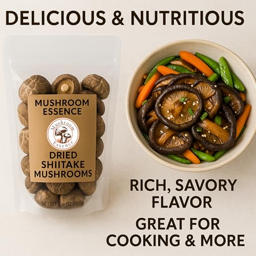 Image of Mushroom Essence Dried Shiitake Mushrooms | Sun-Dried, Whole, Grade A-100g | Rich Umami Flavor | Ideal for Soups, Stir-Fries & Broths |