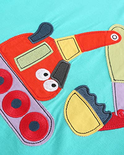 Image of HILEELANG Toddler Boy Summer Short Clothes Sets Cotton Crewneck Tees Shorts Pocket Adjustable Knite Shorts Playwear Sets