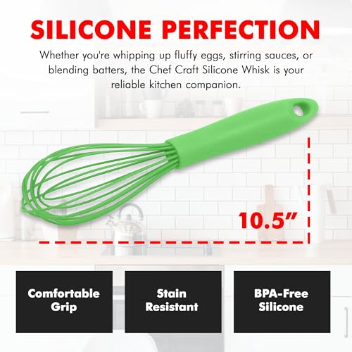 Image of Chef Craft Premium Silicone Wire Cooking Whisk, 10.5 inch, Green
