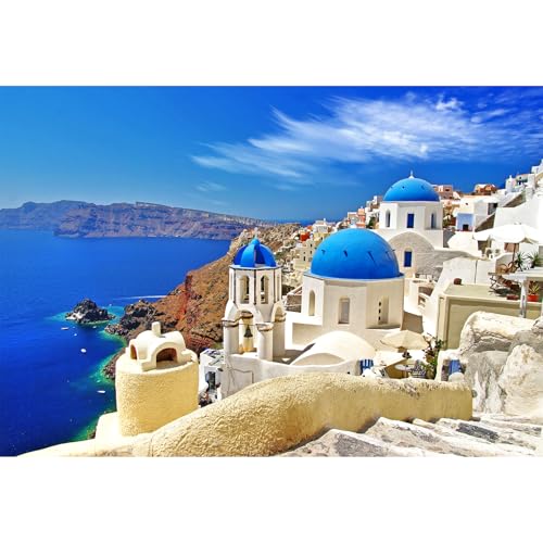 CHengQiSM 1000ピース ジグソーパズル マイクロピース エーゲ海 ギリシア パズル 世界遺産 風景 景色 レジャー ゆったり おしゃれ インテリア プレゼント(38×26cm)