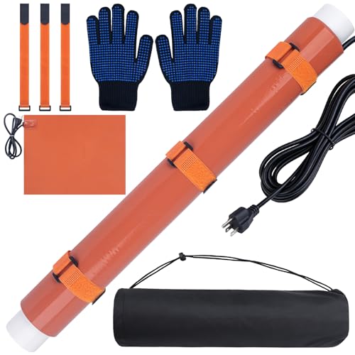 PVC Heat Blanket for Bending Pipes(2-1/2in-4in) 3 Minutes of Heating Silicone Pipe Heating Blanket with Fixing Strap and Packaging Bag Durable for Easy Pipe Bending 120V/200W