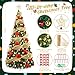 6Ft Prelit Pop Up Christmas Tree Decoration, Collapsible Artificial Xmas Tree with Ornaments, Pre Decorated with 150 Warm Lights, Gold Ribbons & Bows, Indoor/Outdoor Holiday Decor with Storage Bag