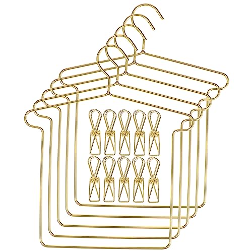 WEKAMOS 5 Juegos Colgador de muñecas Perchas para muñeca Perchas de Ropa de muñecas Perchas de Armario de muñecas de 18 Pulgadas Perchas para Camisas de Mini Perchas Planchar Golden