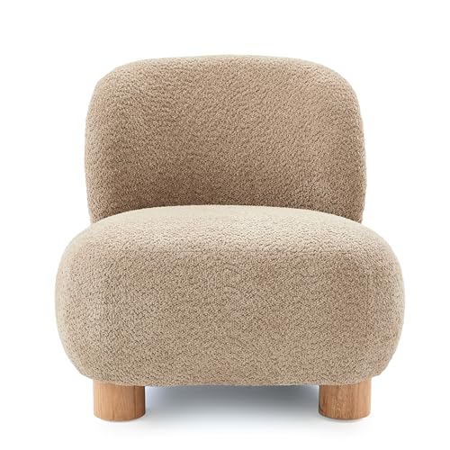 Sillón moderno sin brazos con patas de madera marrón claro miniatura 3