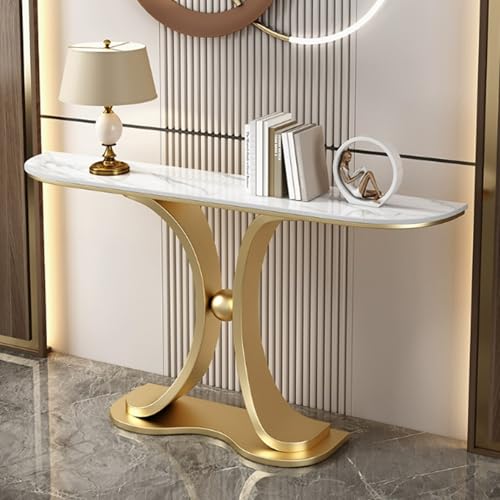 Mesa consola, consola estrecha de vidrio para entrada, sala de estar y espacios de oficina, diseño industrial, mesa de almacenamiento versátil para decoración del hogar
