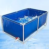Rechteckiger oberirdischer Pool für Hinterhof, Garten, Terrasse oder Terrasse, ideal für Kinder, Erwachsene und Haustiere, mit robustem Stahlrahmen und praktischem Wasserhahn