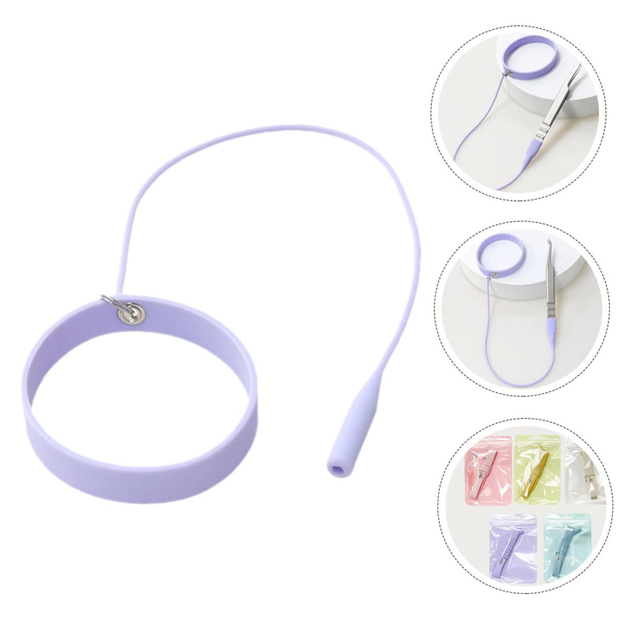 PACKOVE 5pezzi Pinzetta Protettiva Silicone Per Extension Ciglia Bracciale Da Polso Per Applicatore Di Trucco Strumento Professionale Per Estensioni Di Ciglia Compatto e Portatile