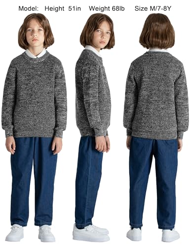 JSTEX Boys Sweater 100% Cotton Knit Kids Pullover Sweater Crew Neck Long Sleeve Striped Sweater for Child Toddler Size 4-143