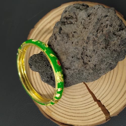 Cloisonne Bracelet For Women, Flower Enamel Chunky Bangle Colorful Handcraft Trendy Cute Multi Tone Engraved Cuff Gold Plated Bracelets Stackable Friendship Jewelry Gift2