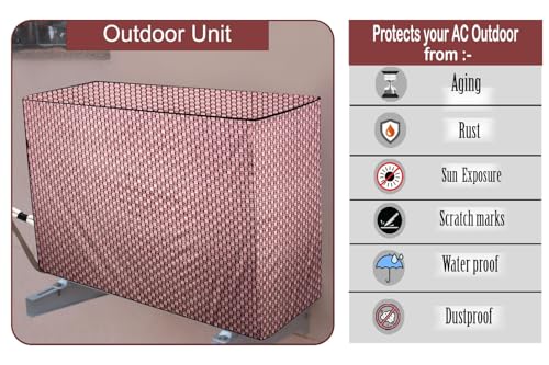 Image of The Furnishing Tree 1 Ton Split AC Cover for Indoor and Outdoor Units Basketweave Pattern Multicolor