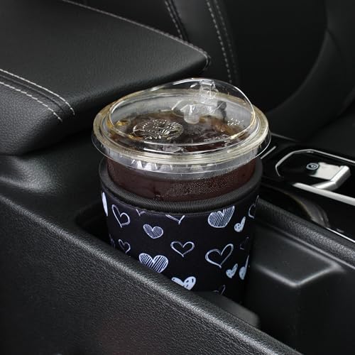 Image of 3 Pack Reusable Iced Coffee Sleeves - Xumbtvs Insulator Sleeve for Cold Beverages, Neoprene Coffee Cup Holder (Heart)