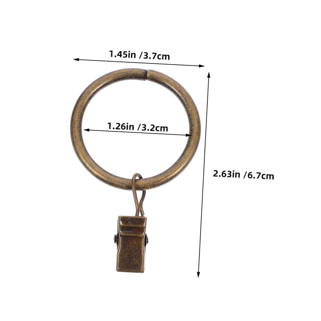 STOBAZA 32pcs Curtain Rings with Clip Metal Drapery Rings Decorative Curtain Rod Clips Hangers for Hanging Drapery Drapes Bows 1.25 Inch Interior Diameter