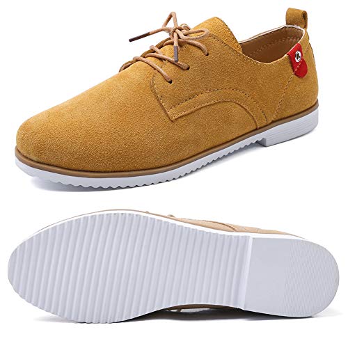 SaraIris sapato feminino vintage sem salto Oxfords com cadarço e camurça, sapato Oxford para outono