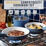Umite Chef Pots and Pans Set Non Stick, 21 pcs Ceramic Cookware Set with Detachable Handles, Healthy Induction Cookware Oven Safe RV Kitchen Cooking Set with Utensils, PFAS PFOA & PTFE Free, Navy