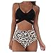Costume da bagno bikini bikini a due pezzi diviso in tinta unita sexy da donna, Nero , S