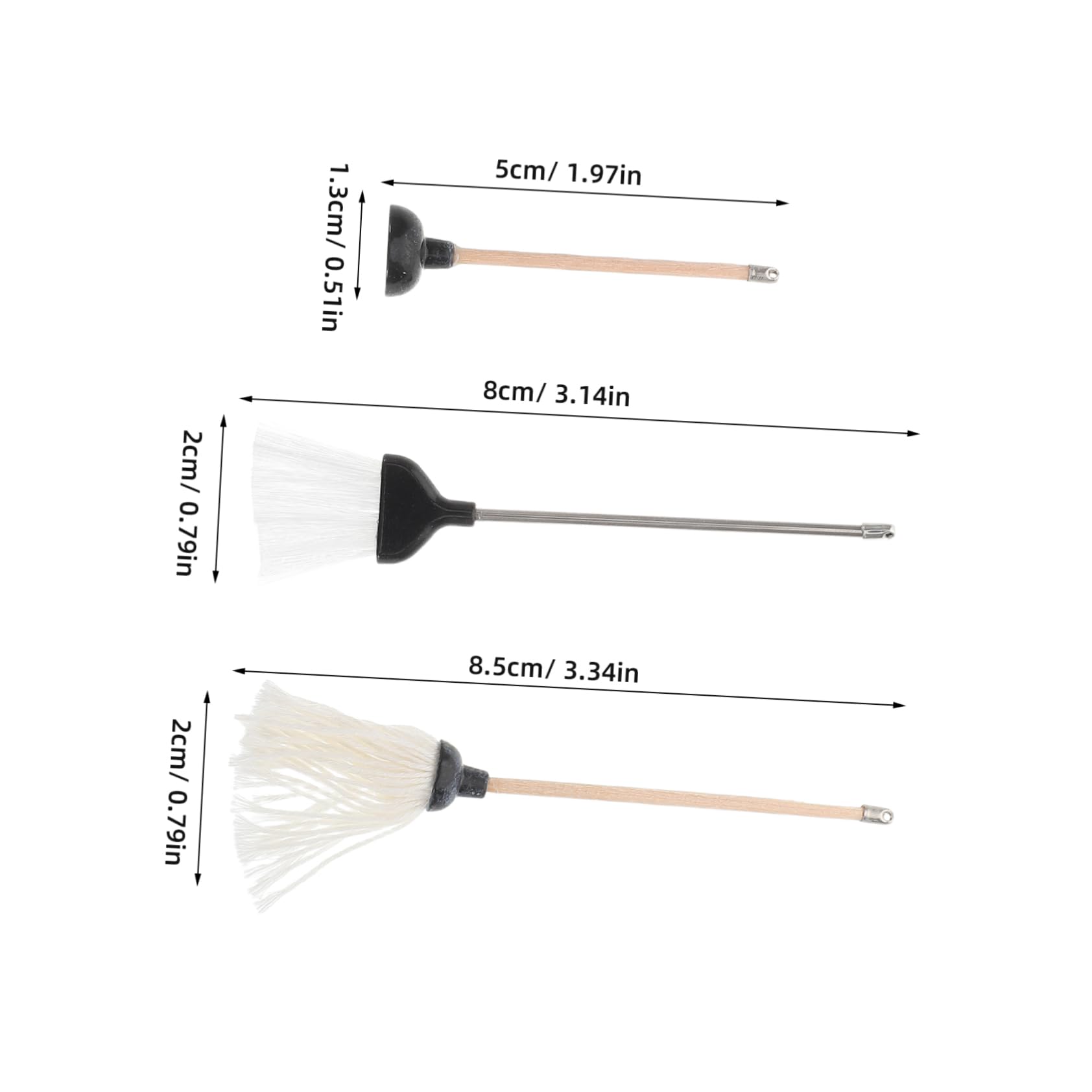 Toddmomy Dollhouse Miniature Cleaning Kit Mop Broom and Plunger Set Perfect for Tiny Spaces Dollhouse Bathroom Cleaning Set