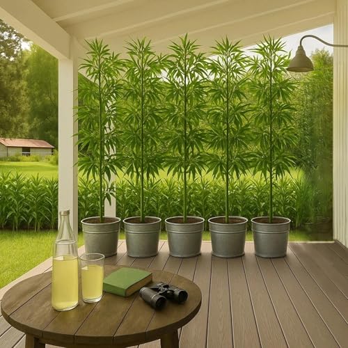 5ft 5 Pack Fake Bamboo, Artificial Bamboo Plants Outdoor, Tall Faux Bamboos Tree, Great to Hide...