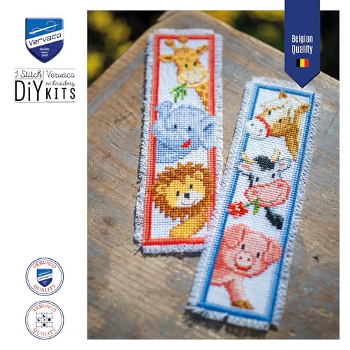 Image of Vervaco Counted Cross Stitch Bookmark Kit 2.4 inchX8 inch 2 /Pkg-Animals (14 Count) -V0012539