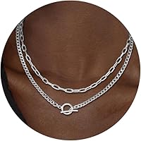 CHESKY 14K Gold Plated Layered Necklaces for Women - Trendy Cuban Link Paperclip Chunky Chain Set