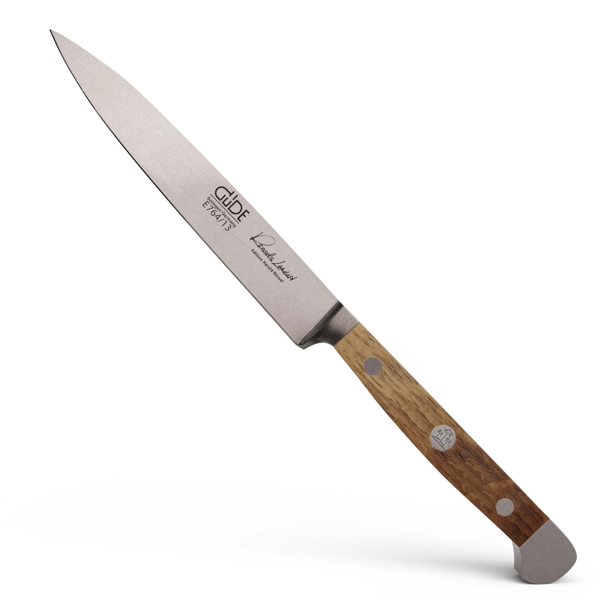 GÜDE Solingen - Nóż do szpikowania, kuty, 13 cm, drewno dębowe, ALPHA-FASSEICHE - podwójny trzpień, Ręcznie robiony w Niemczech