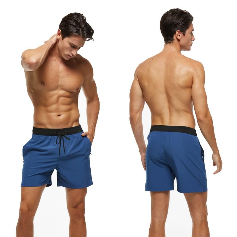 Pantalones Cortos De Natación Verano for Hombre, Moda Deportiva, Transpirable, Cintura Elástica, Forro Malla con Bolsillo, Bermudas Masculinas para Nadar