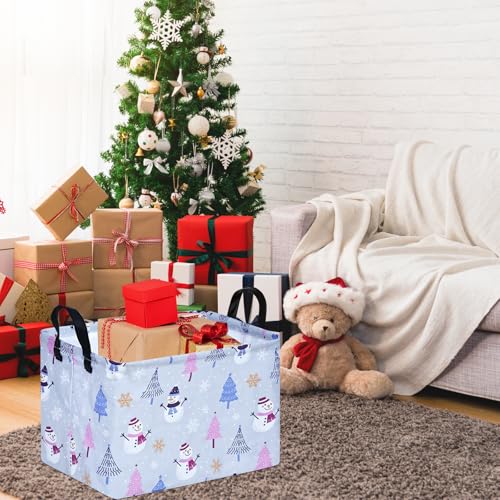 Image of Christmas Gift Basket Shelf Storage Bin for Clothes, Rectangle Storage Box Laundry Hamper with Handles