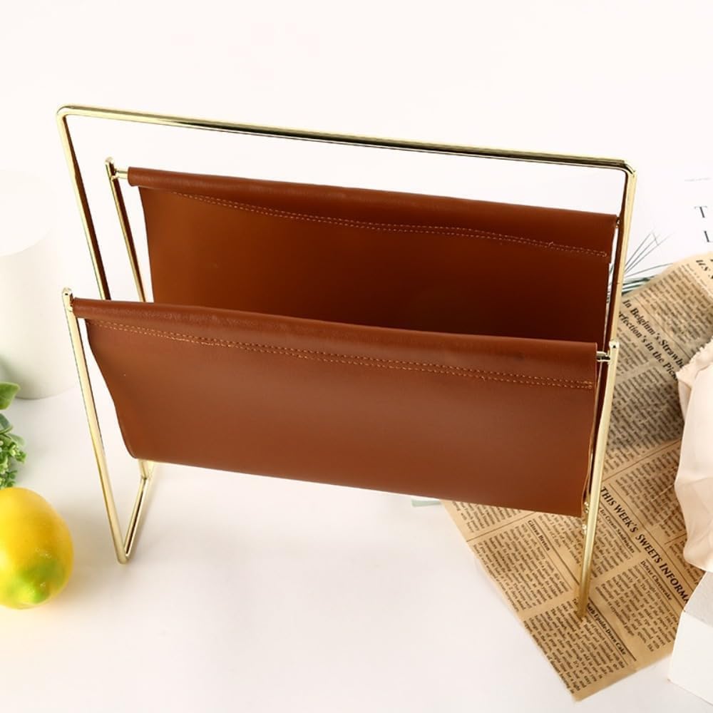 Rutexc雑誌ラック 金属と革の収納、家庭用新聞・書籍収納ラック 小型ハンモック、どうぞお選びください
