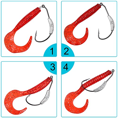 25Pcs/Box Weighted Swimbait Hook Black Weighted Twistlock With Centering Pin Wegihted Fishing Hooks For Soft Plastic Worm Lure Mixed 5 Sizes #TOP4