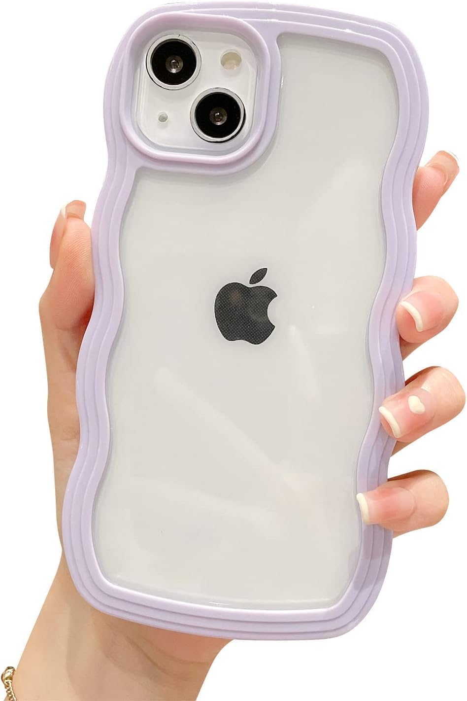 Cat Care Back Cover for iPhone 15, Cute Curly Wave Frame Clear Case, Transparent Soft Silicone TPU Bumper Shockproof Protective Cover for Girls Women (Purple) (B0DB6BSCCG) Amazon Price History, Amazon Price Tracker