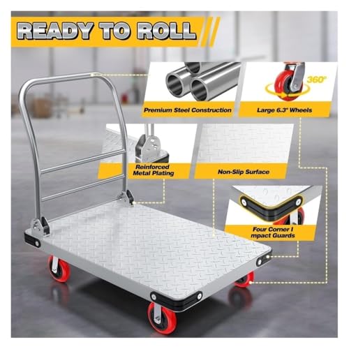 Carretilla Plegable de Plataforma con Ruedas Giratorias Freno miniatura 5
