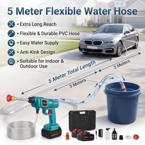 Image of Starq TurboFlow Cordless Portable 48V Wireless Pressure Washer Gun - 12000mAh High Pressure Water Gun for Car and Bike Wash, Brushless Motor, 5M Hose Pipe, Double Battery Included