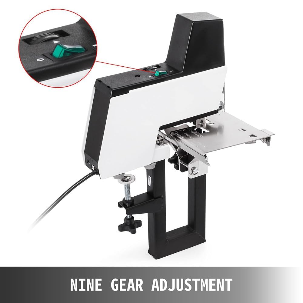Agrafeuse électrique à selle avec interrupteur à pied de sécurité et clip de positionnement, 9 niveaux d'intensité, profondeur de reliure réglable 100 mm pour bureau maison