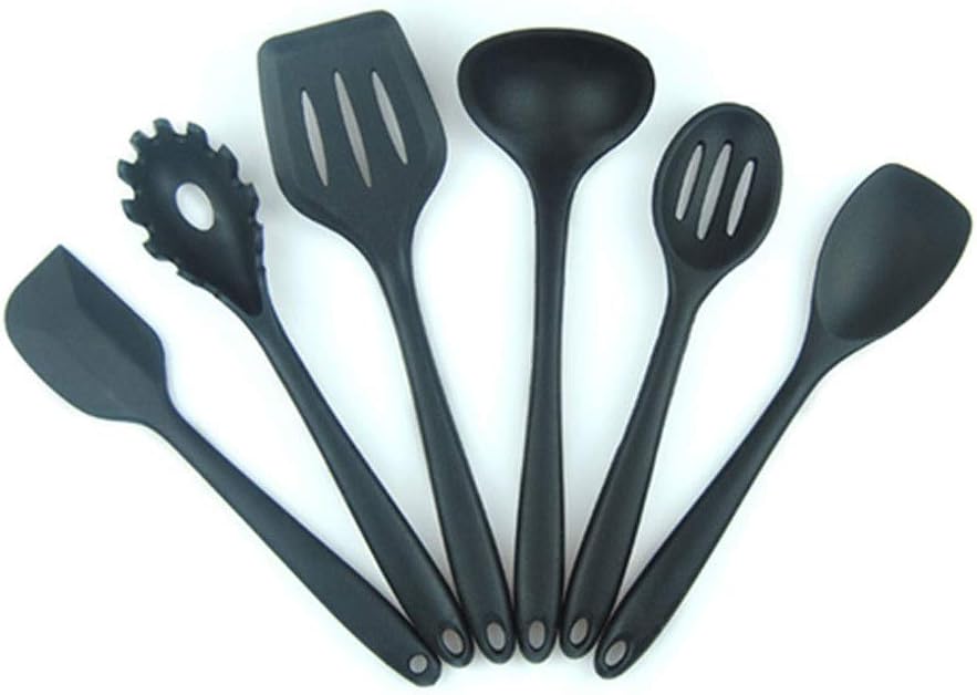 Kitchen Shovel Spoon Set- Non-Stick Cookware Set - Food Grade Silicone Kitchen Utensils Set - 10 Sets of Kitchen Utensils-Black S-86