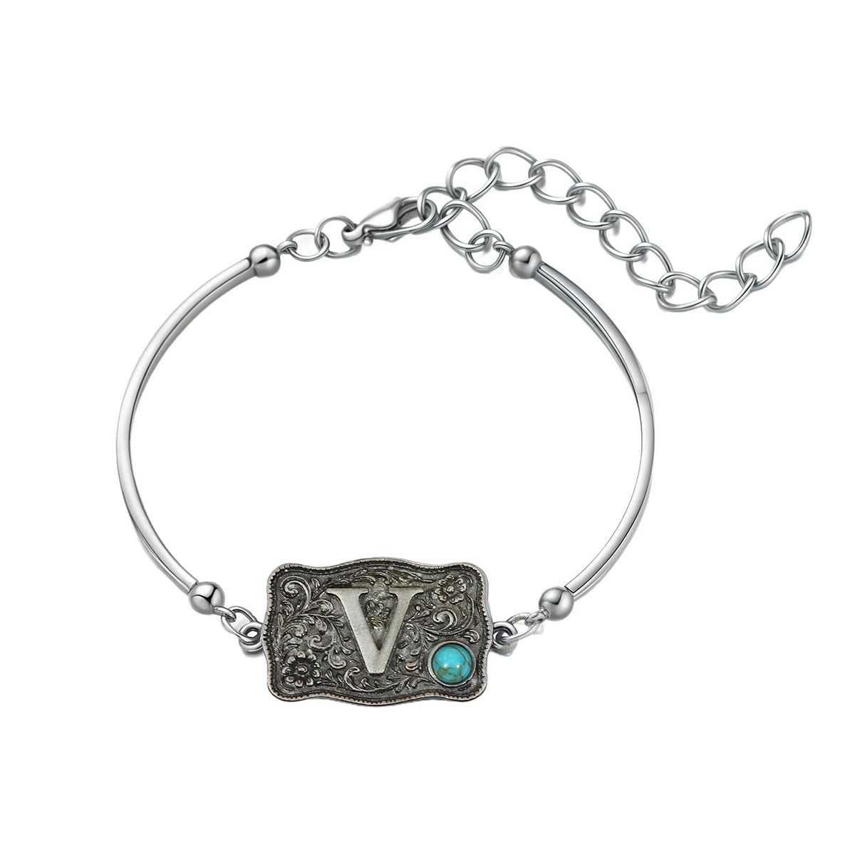 Belt Buckle Bracelet Initial Letter A-Z Bracelets Western Cow Tag Bracelet Belt Buckle Necklace Western Style Initial Letter Pendant Necklace