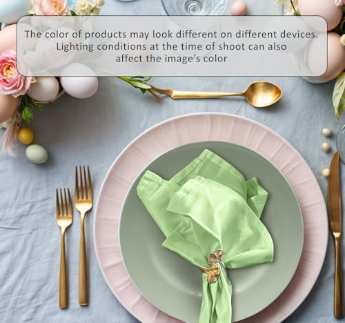 Image of Ruvanti Cloth Napkins Set of 12, 18x18 Inches Napkins Cloth Washable, Soft, Durable, Absorbent, Cotton Blend. Table Dinner Napkins Cloth for Hotel, Lunch, Restaurant, Wedding Parties - Light Green