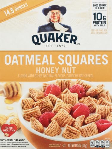 Image of Quaker, Oatmeal Squares, Honey Nut, 14.5 Oz