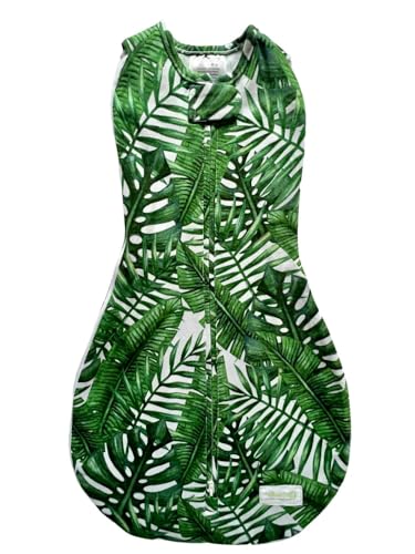 Image of Woombie Grow with Me Baby Swaddle - Convertible Self-Soothing Swaddle Fits Babies 0-18 Months - Expands to Hands-Free, Legs-Out Wearable Blanket - Tropical Greens