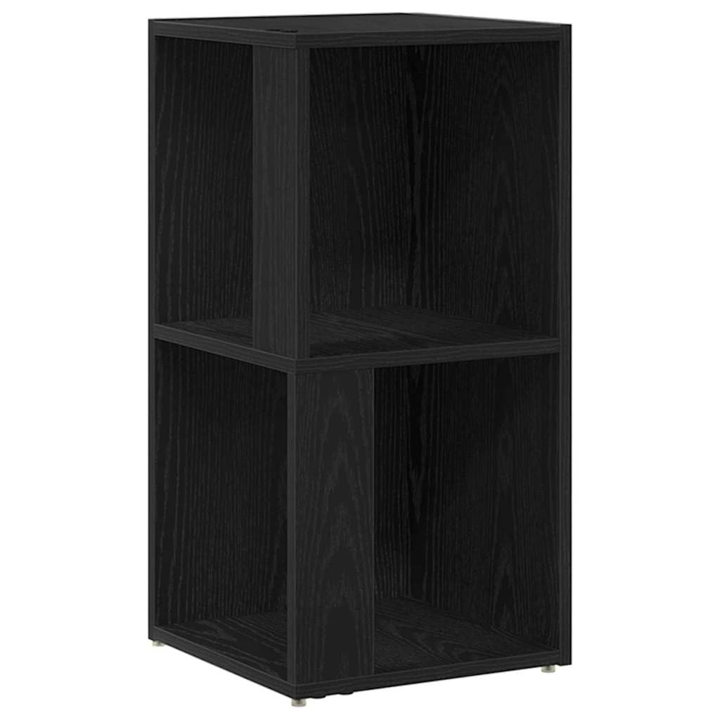 Meuble de rangement en bois compact étagère d'angle noire aspect chêne de 67 cm